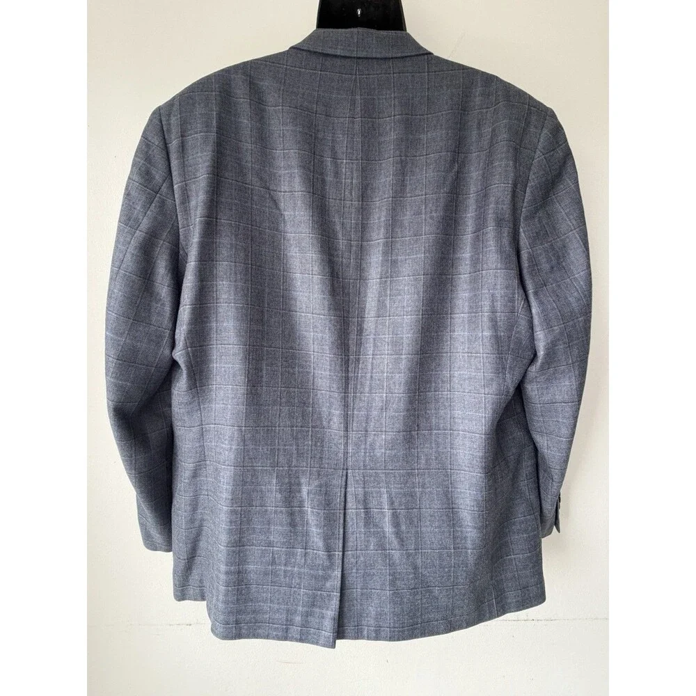 Lauren Ralph Lauren Jacket Mens 46 R Gray Plaid Wool Silk Blazer Business